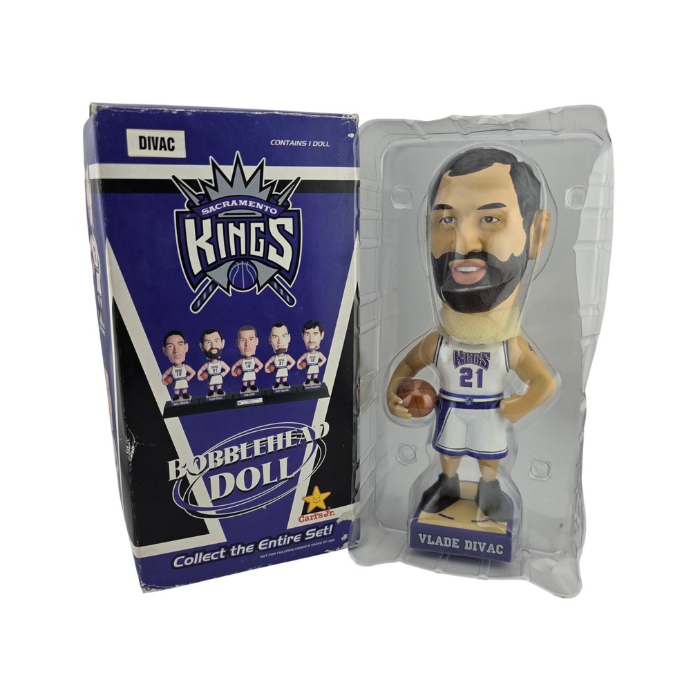Sacramento Kings Vlade Divac Bobblehead Carl's Jr Promo NBA Basketball #21 Box